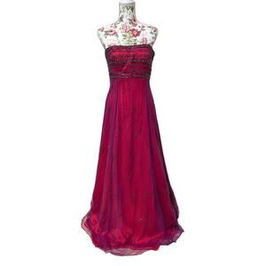 90S Prom Dress Evening Y2K Ombré Beaded Gown Prom Party Dress Med Whimsigoth VTG